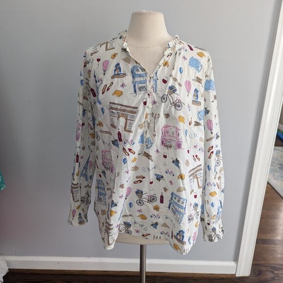Talbots Tops - Women's Parisian Talbot Shoe Purse Cotton Popover XL White